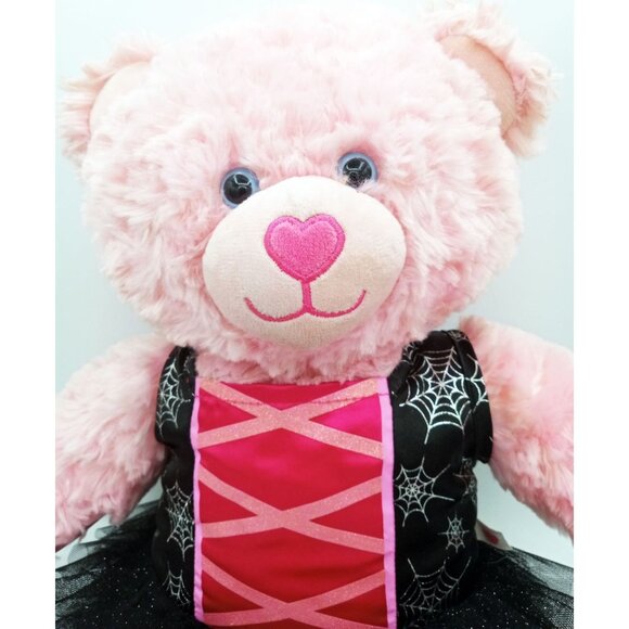 Pink Teddy Spiderweb Glitter Tutu Striped Pants Build a Bear Plush 15" Blue Eyes - Picture 2 of 16